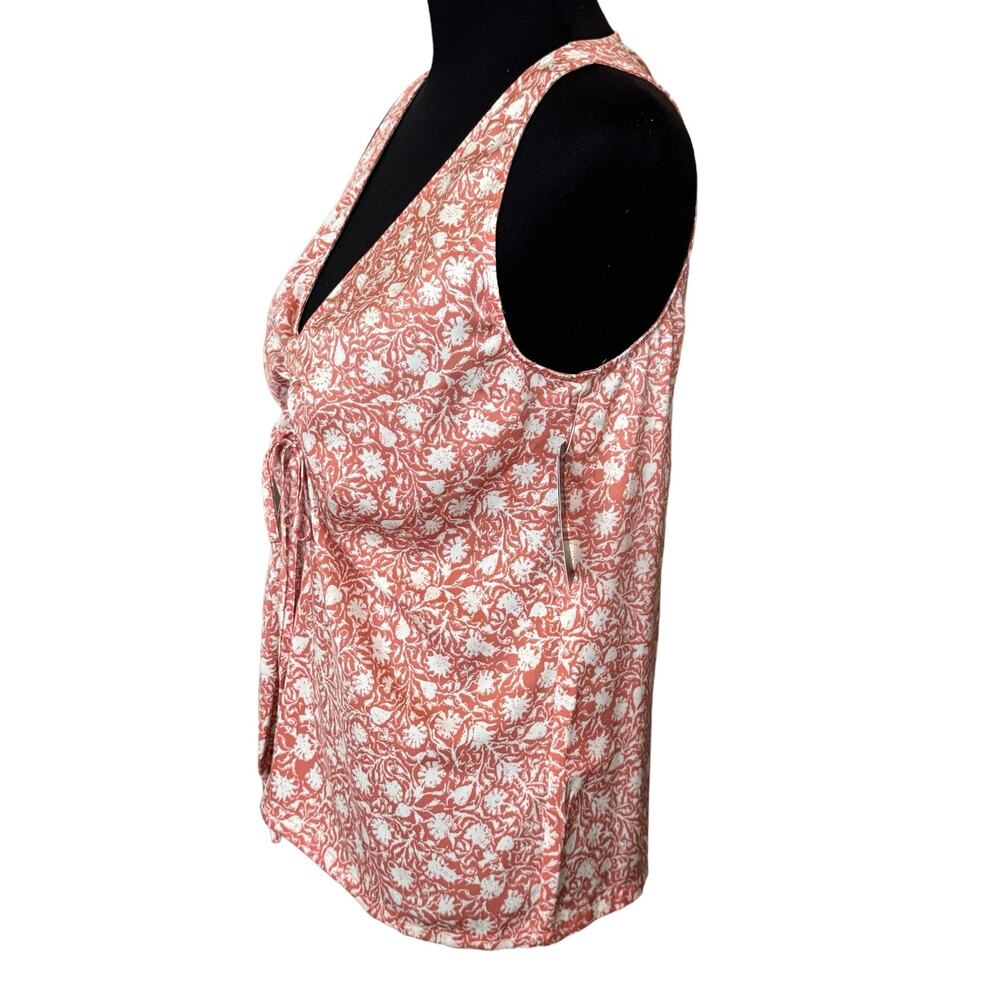 New ~ MELROSE and MARKET ~ Pink/Ivory Dove Bali Floral Cinched Front Top Size S - Picture 3 of 5